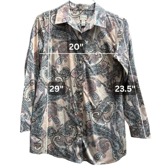 Chico’s Paisley Print Tunic – Size 0 – No Iron, 100% Cotton - Picture 8 of 8